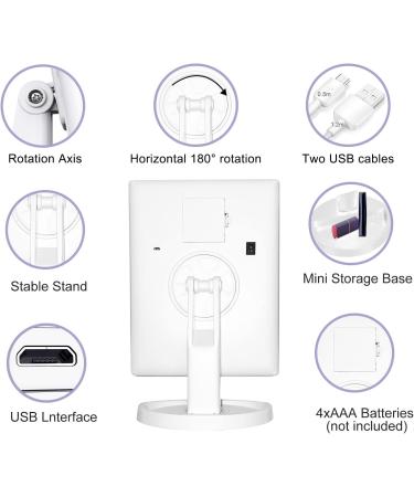 Lighted Trifold Makeup Mirror with 10X Magnification - Touch Control, Dual Power Supply - Portable LED Vanity Mirror for Women - White - Buy Online on SooperMarket.com