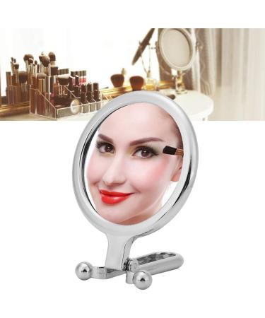 Nofaner Double-Sided 10x Magnifying Makeup Mirror with Foldable Handle - Silver | Handheld, Table, and Travel Friendly - Buy Online on SooperMarket.com