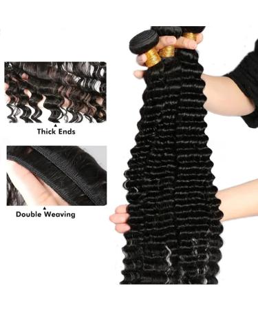 10A Brazilian Deep Wave Human Hair Bundles - 18 20 22 Inch | 100% Virgin Unprocessed Hair - Natural Black Wet and Wavy 3 Bundles - Buy Online on SooperMarket.com