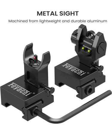 Feyachi S27 Fiber Optic Iron Sights Set with Red/Green Dot Picatinny Backup - Front & Rear Flip Up - Buy Online on SooperMarket.com