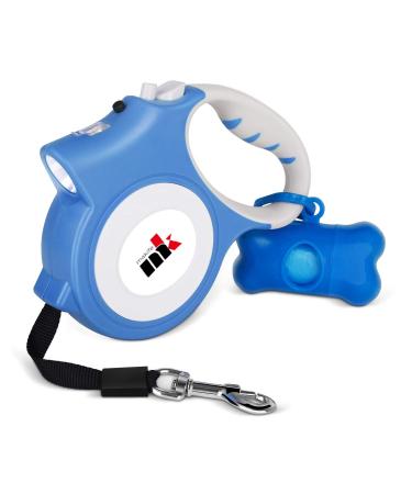 Makife retractable dog leash 5m under 25kg large and medium -sized dogs flashlight 15PCs dog droppings bag blue (dog droppings bag dog bowl)