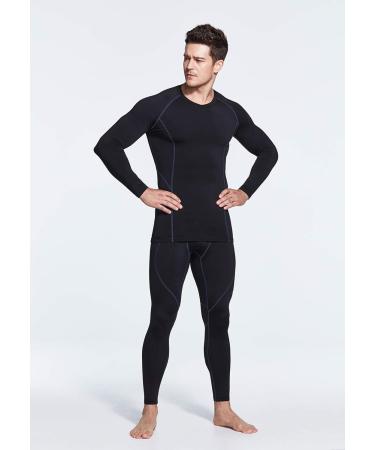 Shop TSLA Men's Thermal Compression Underwear | Winter Sports Leggings with Fleece Lining - Heatlock Technology | Black & Charcoal - Buy Online on SooperMarket.com
