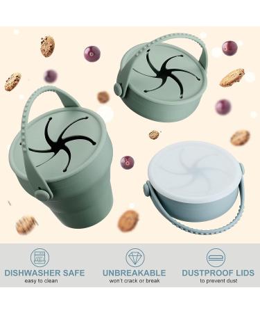 2 Pcs Collapsible Toddler Snack Cups 12oz - Spill Proof Silicone Bowls for Babies - Blue & Green - Buy Online on SooperMarket.com