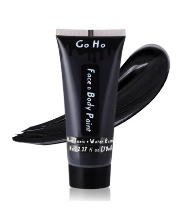 Go Ho Black Cream Face Body Paint(2.37 oz) Water Based Black Vampire Skull Skeleton Joker Makeup Face Painting for Adults Children SFX Cosplay Costumes Festivals Halloween Makeup