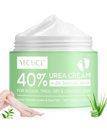 Urea Cream 40% with 2% Salicylic Acid Urea Cream for Feet Foot Repair Lotion Deeply Moisturize Exfoliate to moisturize rough & dry & chapped areas and make the skin softer 5.29 Oz