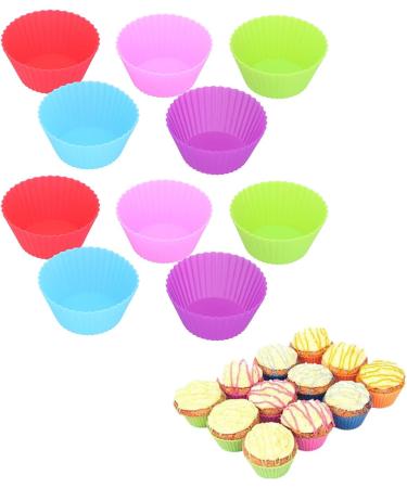 Silicone Cup Delaman 10Pcs Silicone Cup Resuable Food Grade Cake Mold Cupcake Liners for Bakery Home - Buy Online on SooperMarket.com