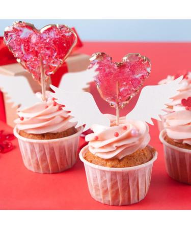 Hpory Cake Topper 60 Pcs Edible White Wings Cupcake Toppers Glutinous Rice Paper Happy Birthday Cake Toppers Angel Wings Cake Decorations for Birthday Wedding Celebration Party - Buy Online on SooperMarket.com