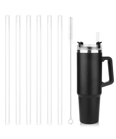 6pcs Replacement Straws for Stanley Adventure Quencher 40oz Travel Tumblers, Reusable Plastic Straw with Cleaning Brush for Stanley Cup 40 oz Water Jug Accessories (30cm / 11.8inch Long)