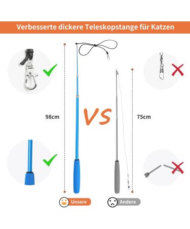 Toozey Cat Toys 16 PCS Set | Interactive Fishing Rod Feather & Bug Replacements with Bells | Bonus Storage Bag | International Shipping Available - Buy Online on SooperMarket.com