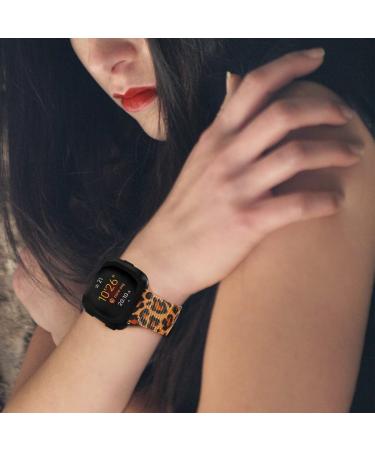 Youther Stainless Steel Mesh Loop Band for Fitbit Versa 3/Sense - Leopard Grain | Replacement Bracelet Magnet Wristband Strap for Men and Women - Buy Online on SooperMarket.com