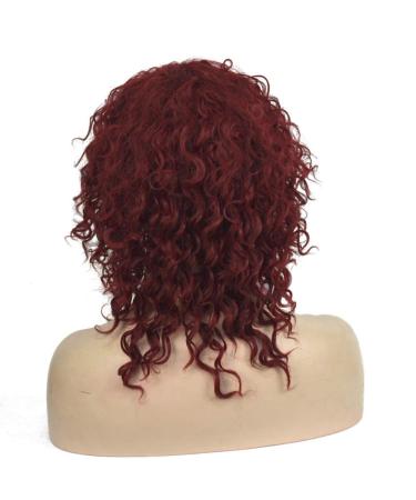 SHIYID Women's Medium Kinky Curly Red Wig - Natural Synthetic Full Wig for African American Style - Buy Online on SooperMarket.com