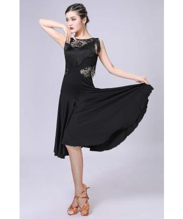 ZX Fringed Lace Back Ballroom Dance Dress with Shorts - Black Large (5 Colors) - Buy Online on SooperMarket.com