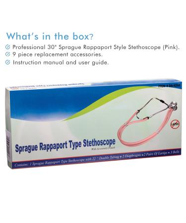 Buy Novamedic Dual Head Sprague Rappaport Stethoscope - Pink 30 inch | Best First Aid Stethoscope for Nurses Doctors & Cardiac Care - International Shipping Available - Buy Online on SooperMarket.com