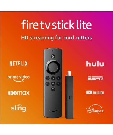 Fire TV Stick Lite, free and live TV, Alexa Voice Remote Lite, smart home controls, HD streaming