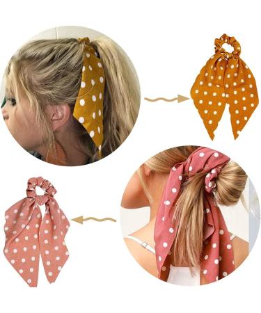 Hair Scarf Scrunchies Bow Scrunchies for Hair Chiffon Floral Scarf BowPonytail Holder for Women Girls (dial point) - Buy Online on SooperMarket.com