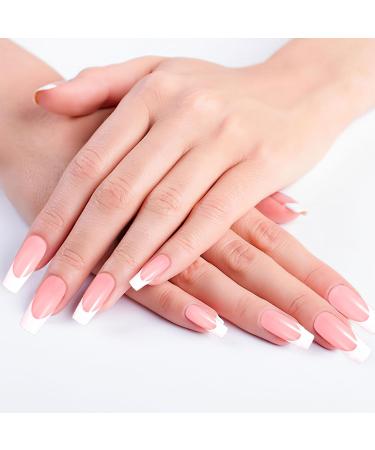 360 Pieces French Tip False Nails - Acrylic Full Cover Press-On Long Nail Tips | Nude Color Fake Nails for Women & Girls | Nail Art Manicure Decorations - Buy Online on SooperMarket.com