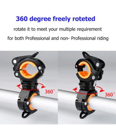 COSOOS 2 Pack Flashlight Mount Holder Universal Bicycle Led Light Mounting Holder 360 Rotation Clip Clamp for Flashlight Cycling Riding Orange+Black - Buy Online on SooperMarket.com