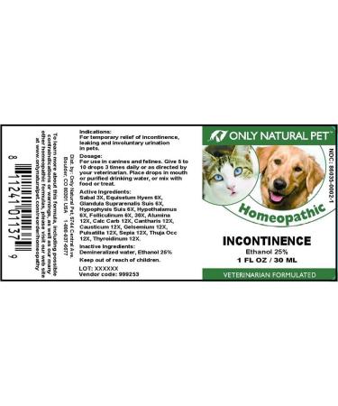 Natural Pet Incontinence Homeopathic Remedy - Bladder & Urine Control Supplement - Buy Online on SooperMarket.com
