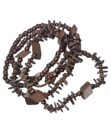 COOLHIYA Hawaiian Necklace Beaded Coir Necklace Necklaces A Necklace Vintage Decor Beaded Necklace Bride Wooden Beads Africa Coffee 110CM