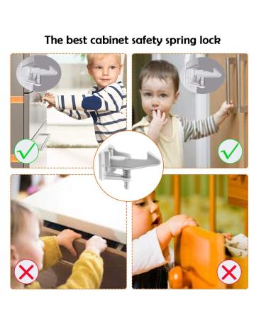 Surplex 10 Pack Child Safety Locks | Invisible Cabinet Protection for Drawers & Doors | No Drilling Easy Assembly - White - Buy Online on SooperMarket.com