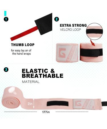 Lekro 160-Inch Pink Elastic Cotton Boxing Hand Wraps for Muay Thai MMA Training - Men & Women - Buy Online on SooperMarket.com