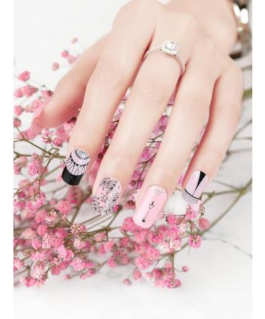 EBANKU Purple Blue Semi Cured Gel Nail Strips | Long Lasting Waterproof Nail Wraps with Cuticle Stick, File, Wipes | UV/LED Lamp Required | Pink and Black - Buy Online on SooperMarket.com