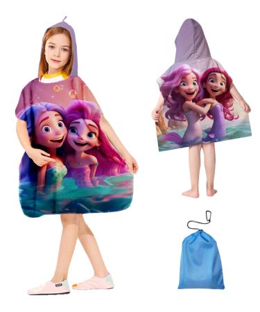 Aiiorber children's bath towel (for girls and boys) microfiber baby hooded towel (for children 1-6 years) 60x60cm towel hooded bath towel baby hoods with mermaid pattern gold-03 60x60cm