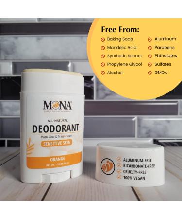 MONA BRANDS All Natural Deodorant For Women & Men | For Sensitive Skin | No Aluminum or Baking Soda | (2-Pack ORANGE 1.76 Oz each) - Buy Online on SooperMarket.com