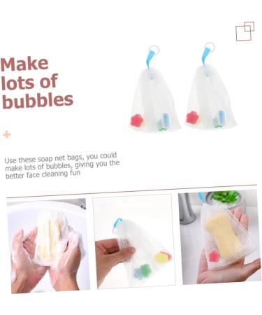 Healeved 8 Pcs Foaming Net Foam Soap Body Exfoliator Soap Sack Saver Pouch Net Bag for Soap Pe White - Buy Online on SooperMarket.com