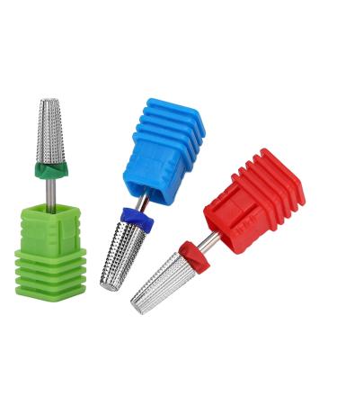 3PC Safety Nail Drill Set - Professional Polishing Tools for Acrylic & Gel Nails | Medium-Fine Coarse Bits (Silver) - Ideal for Nail Art & Care - Buy Online on SooperMarket.com