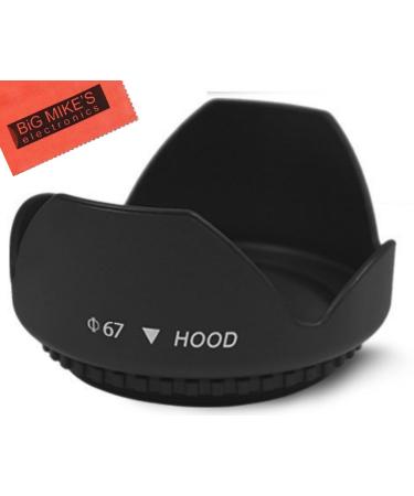 67mm Digital Tulip Flower Lens Hood for Select Canon, Nikon, Olympus, Pentax, Sony, Sigma, Tamron SLR Lenses, Digital Cameras and Camcorders + Microfiber Cleaning Cloth