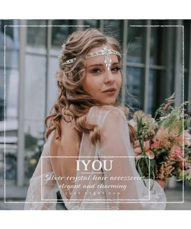 IYOU Boho Rhinestone Headband Silver Crystal Head Chain Vintage Bridal Headpiece Hair Jewelry for Women Gatsby Party - Buy Online on SooperMarket.com