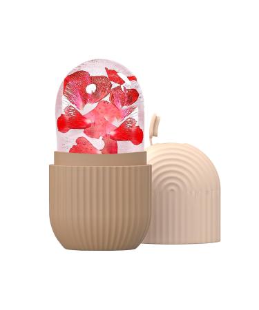 Joyeee Ice Face Roller Reusable Silicone Mold Face Massage Eye Facial Beauty Skin Care Tools Apply Ice for Shrink Pores Anti Wrinkle Reduce Puffiness Improve Skin Elasticity Striped Coffee Color