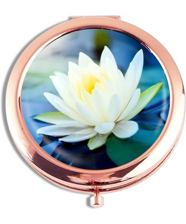 iampanda Compact Rose Gold Pocket Makeup Mirror with 2X Magnifying - Beautiful Lotus Flower Design - Buy Online on SooperMarket.com