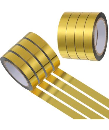 Outus Graphic Tape Metallic Mirror Tape DIY Graphic Tape Metallic Mirror Wrapping for Crafts Decoration, 3/8 Inch x 22 Yards (4 Rolls,Gold) 4 Gold