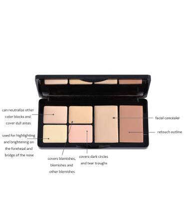 6-In-1 Color Correcting Concealer Contour Palette for Dark Circles & Blemishes with 2 Brushes - Buy Online on SooperMarket.com