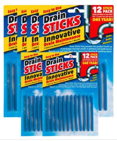 Drain Sticks x72 Easy to Use Fast & Effective Drain Cleaning Sticks for Sinks Baths & Showers - Prevents Build Up Blockages & Bad Smells in Kitchens & Bathrooms