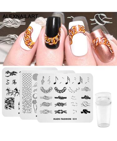 Buy 4pcs Chinese Style Nail Art Stamping Plates Set - Multi-Pattern Design with Polish Stamper | International Shipping Available - Buy Online on SooperMarket.com