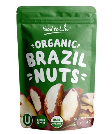 Organic Brazil Nuts, 1 Pound  Non-GMO, Raw, Whole, No Shell, Unsalted, Kosher, Vegan, Keto, Paleo Friendly, Bulk, Trail Mix Snack, Good Source of Selenium, Low Sodium and Low Carb Food 1 Pound (Pack of 1)