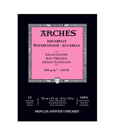 Arches Watercolor Pad, Hot Press 9"X12"
