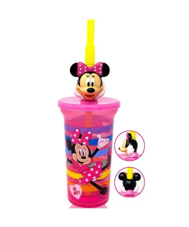 Disney Minnie Mouse Water Tumbler with 3D Character Head Straw Drinkware - Safe BPA free Bottles  Easy to Clean  Perfect Gifts for Kids Boys Girls Toddlers for Home Travel Goodies