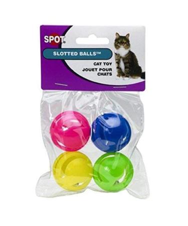 Ethical Slotted Balls Cat Toy, 4-Pack 4pack Pink, Blue, Green,Yellow