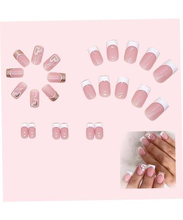 1 Set Press on Nails French Square Fake Nails Full Cover Short Press on Nails Reusable Short Nails Press on Cute Press on Nails Set for Women Home - Buy Online on SooperMarket.com