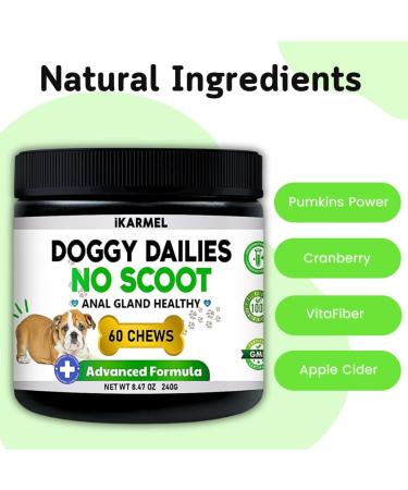 Doggy Dailies Anal Gland Support Chews | No Scoot Supplements with Pumpkin | Vet-Formulated for Dog Digestion | 60 Chews - Buy Online on SooperMarket.com