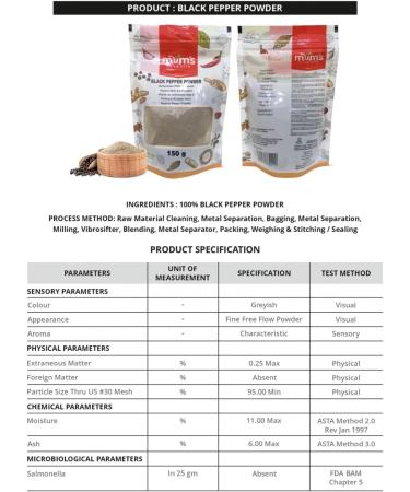 Mum's Premium Black Pepper Powder - 150g Ground Black Pepper - Buy Online on SooperMarket.com