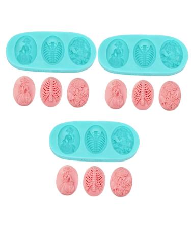 ABOOFAN 3 Pcs Halloween Skull Stencil Halloween Silicone Baking Molds Silicone Fondant Molds Chocolate Mold Halloween Baking Molds Candy Mold Silicone Mold Halloween Cake Pan Skeleton 3D
