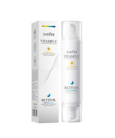 Vitamin C Eye Cream + Retinol Eye Cream Day & Night Eye Cream for Dark Circles and Puffy Eyes Anti Wrinkle Eye Cream Anti Aging Prevents Under Eye Bags And Puffiness Hydrating & Revive & Brighten