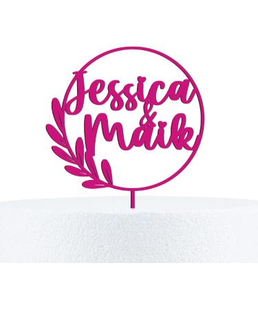 Personalized Wood Cake Topper | Custom Name Engraved Natural Birch Decoration for Weddings & Engagements - 15cm - Buy Online on SooperMarket.com