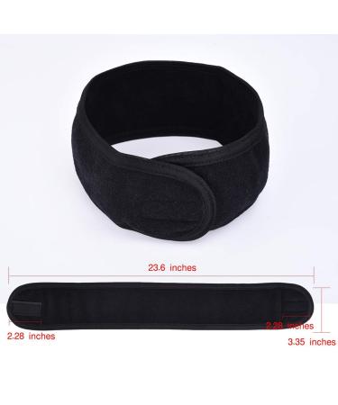 Queta Hair Band for Makeup - Adjustable Terry Cloth Headband with Velcro Fastener - 3PCS Black - Perfect Cosmetic Hair Protection - Buy Online on SooperMarket.com