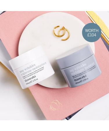 This Works My Wrinkles Moisturiser Duo - Anti Aging Face Cream Set for Smooth Skin - Includes Extreme Moisture Cream with Hyaluronic Acid and Midnight Moisture Night Cream with Retinoid Complex - Buy Online on SooperMarket.com